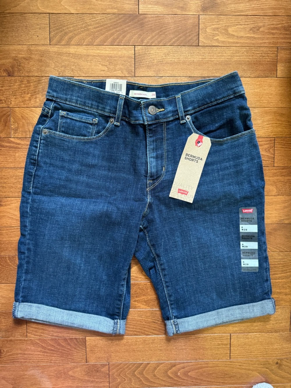 Levi's Rolled-Hem Blue Denim Bermuda Jean Shorts